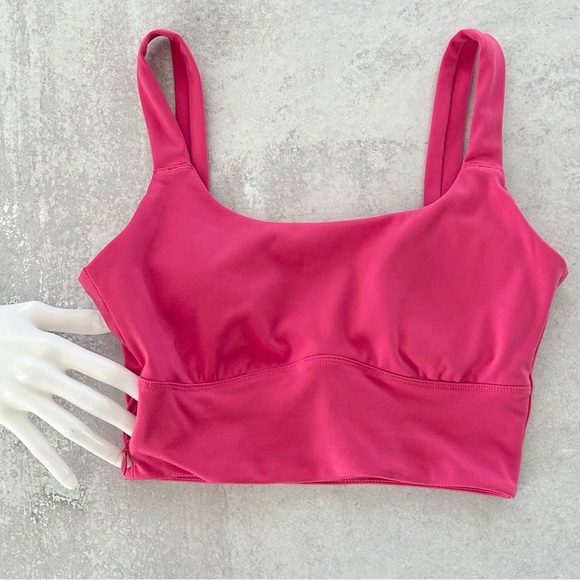 Sincerely Jules Cross Back Stash Pocket Active Crop Top, Pink XS - Picture 7 of 8
